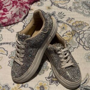Betsey Johnson Sparkling Silver Sneakers size 7